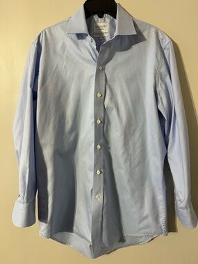 Ledbury Fine Shirting Slim Fit blue long sleeve button down shirt Sz 16 1/2